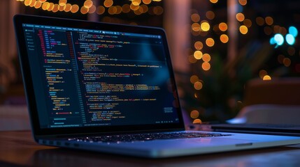 digital coding with graph and matrix on a laptop. Programmer's Day, World Productivity Day Background Concepts