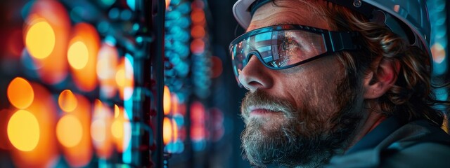 6G network engineer monitoring ultra-fast broadband speeds, styled as clean and professional