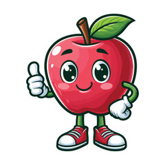 Cute Cartoon Apple fruit character giving a thumbs up