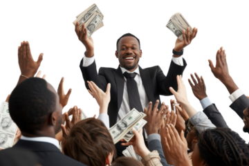 A playful scene of a young woman tossing a handful of money into the air, her carefree spirit and youthful exuberance shining through ,realistic photos on a white background