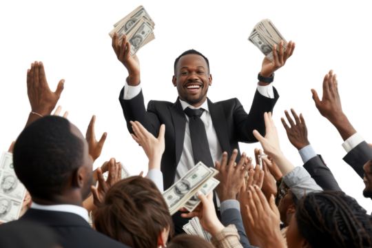 A playful scene of a young woman tossing a handful of money into the air, her carefree spirit and youthful exuberance shining through ,realistic photos on a white background