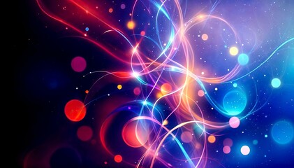 Abstract colorful background with glowing lines and bokeh effect