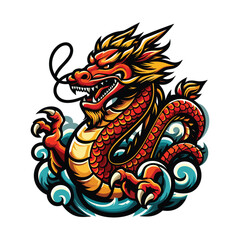 Fototapeta premium chinese dragon mascot vector illustration on white background