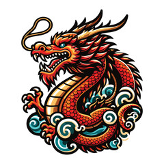 Fototapeta premium chinese dragon mascot vector illustration on white background