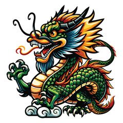 chinese dragon mascot vector illustration on white background