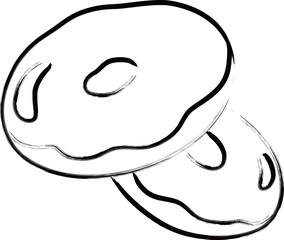 筆書き単品食べ物イラスト　ドーナッツ