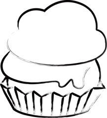 筆書き単品食べ物イラスト　シュークリーム