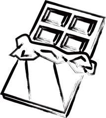筆書き単品食べ物イラスト　板チョコ