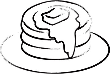 筆書き単品食べ物イラスト　ホットケーキ