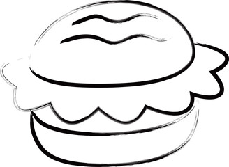 筆書き単品食べ物イラスト　ハンバーガー