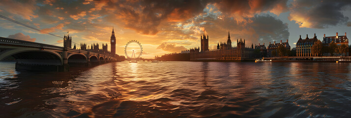 Scenic View of the Iconic Big Ben with the River Thames at Sunset - The Quintessential UK Experience