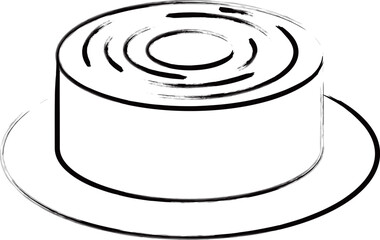 筆書き単品食べ物イラスト　バウムクーヘン