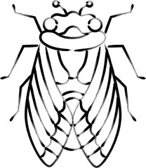 筆書き昆虫単品アイコン　蝉