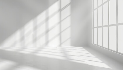 A large, empty room with a window that lets in a lot of light by AI generated image