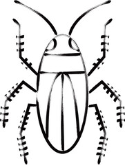 筆書き昆虫単品アイコン　ゴキブリ