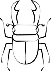 筆書き昆虫単品アイコン　クワガタ
