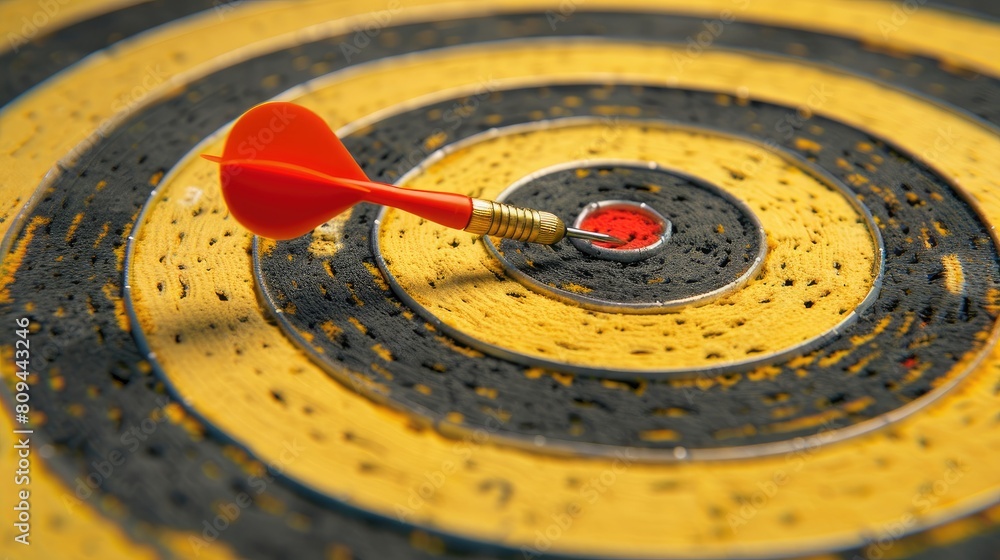 Poster stuck dart on game board targeting dartboard segment strategies for success