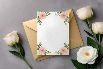 Wedding invitation card mockup with copy-space background concept, blank space. Rustic Woodland Fairy Tale Wedding Card Template