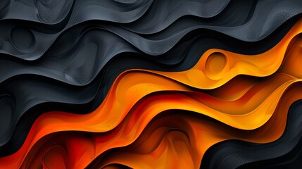 Black and orange waves on a black background.