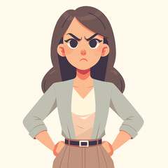 Fototapeta premium cartoon of a woman standing with an indignant expression