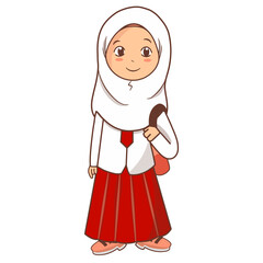 Little muslim girl elementary school student
