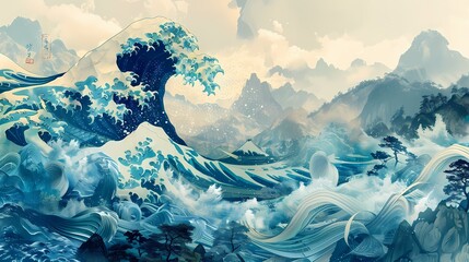 Natural wave curve landscape illustration poster background