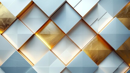 Abstract geometric wall with gold accents