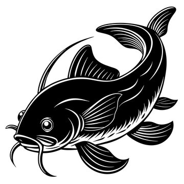 recommend clip art: catfish vector, catfish logo illustration, A unique Catfish Vector template. Great For Catfish Fishing Activity on white background | Vector illustration