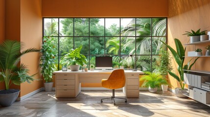 Bright and airy eco-friendly workspace featuring natural light