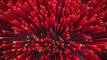 Thousands of Red Incense Sticks: Aerial Photography