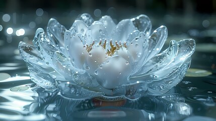 Glass water surface flower lotus abstract graphic poster web page PPT background