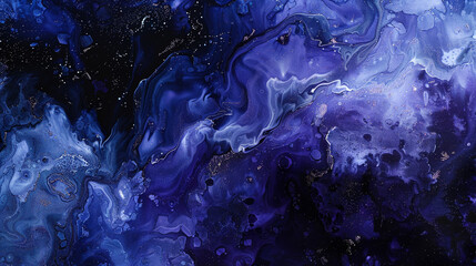 Dark indigo and frost abstract painting, deep space-inspired alcohol ink with textured oil paint...