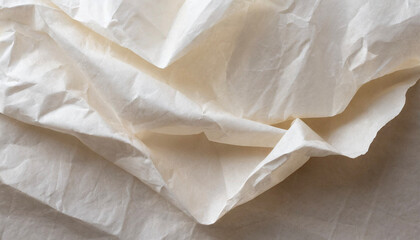 Beige white tissue paper texture backgrounds folded soft crumbled paper texture background.