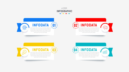 Four Step Infographic element design Vector template for presentation. process diagram and presentations step, workflow layout, banner, flow chart, info graphic vector illustration.