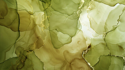 Earthy olive green and brown abstract background, natural-inspired alcohol ink with rich oil paint...