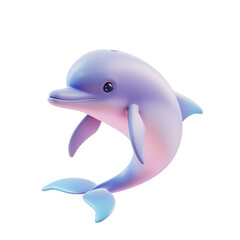 Obraz premium cute dolphin adorable marine mammal animal with fin and tail 3d icon realistic vector illustration. Cute aquatic wild character playful ocean underwater habitat jumping diving isolated on white