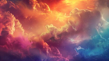 A celestial ballet of vibrant colors dancing within cosmic fog