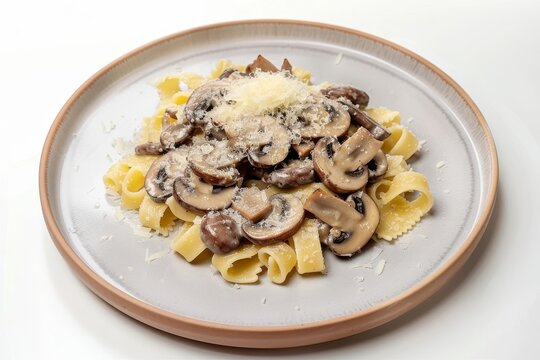 Exquisite Mushroom Sauce with Sliced Domestic and Porcini Mushrooms over Fedelini Pasta