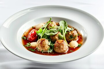Naklejka premium Albondigas Meatball Stew: A Delicious and Aromatic Meal
