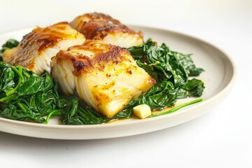Flavorful Alaskan Black Cod with Acacia Honey and Nutmeg Spinach