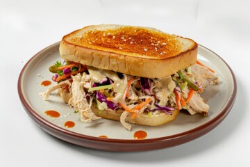 Pickle Slaw and Shredded Chicken Sandwich on Texas Toast