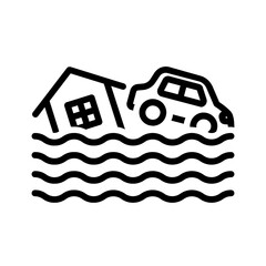 Vector black line icon for Flood