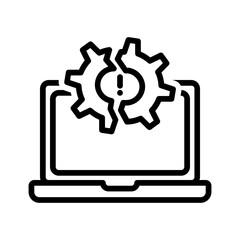 Vector black line icon for Hardware failure