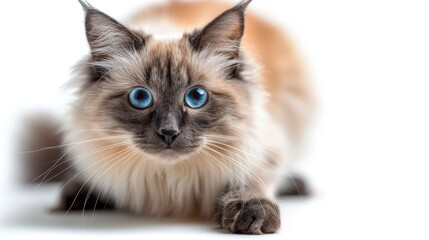 Balinese cat isolated on white background. Generative AI