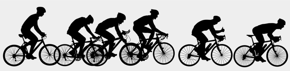 Fototapeta premium collection of cycling silhouettes 