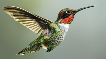 Fototapeta premium Male Ruby throated hummingbird flying