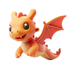 Naklejka premium cute Adorable 3d rendered cute happy smiling and joyful baby dragon cartoon character on white background . transparent background . ai generative