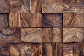 A wooden wall with a pattern of wood blocks