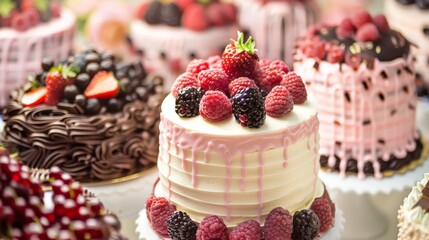 Assorted Beautifully Decorated Cakes on Display