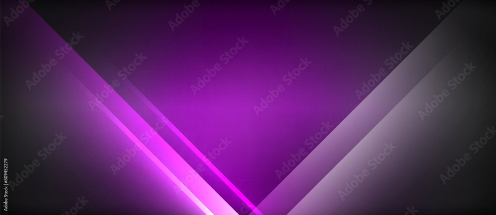 Poster a violet triangle is radiating on a dark backdrop, creating a striking contrast. the symmetrical pat